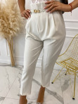 Spodnie eleganckie z wysokim stanem białe Romani 09 - photo #4