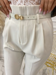 Spodnie eleganckie z wysokim stanem białe Romani 09 - photo #5