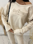 Bluza bez kaptura z napisem "Old Tunes" piaskowa wykonana z konopii Gemma 47 - photo #4