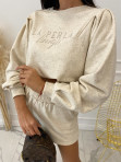 Bluza bez kaptura z napisem "La Perla Lifestyle" piaskowa  wykonana z konopii Sandin 47 - photo #4