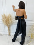 Komplet ala'satyna top wiązany + szerokie spodnie czarny Marta 09 - photo #3