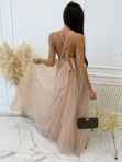 Sukienka maxi z ozdobną górą +tiul pudrowy róż Lossi 09 - photo #5