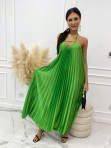 Sukienka maxi plisowana z wiązaniem na szyi zielona Amera 09 - photo #2
