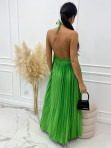 Sukienka maxi plisowana z wiązaniem na szyi zielona Amera 09 - photo #3