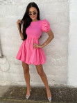 Sukienka z wycięciem na boku i bufkami różowa Anasti 09 - photo #2