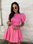 Sukienka z wycięciem na boku i bufkami różowa Anasti 09 - photo #3