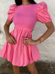 Sukienka z wycięciem na boku i bufkami różowa Anasti 09 - photo #4