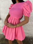 Sukienka z wycięciem na boku i bufkami różowa Anasti 09 - photo #6
