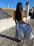 Sukienka maxi na ramiączkach w złote wzory błękitna Willia 09 - photo #1