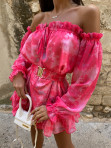 Sukienka hiszpanka z paskiem w talii różowa Menla 39 - photo #14