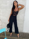 Spodnie eleganckie z szeroką nogawką czarne Mimi 09 - photo #1