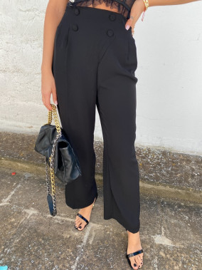 Spodnie eleganckie z szeroką nogawką czarne Mimi 09