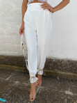 Spodnie eleganckie z szeroką nogawką białe Mimi 09 - photo #0