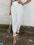 Spodnie eleganckie z szeroką nogawką białe Mimi 09 - photo #2
