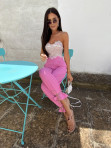 Spodnie eleganckie z szeroką nogawką różowe Mimi 09 - photo #0