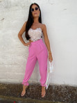 Spodnie eleganckie z szeroką nogawką różowe Mimi 09 - photo #2