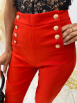 Spodnie z gumką w pasie i ozdobnymi guzikami czerwone Arlema 09 - photo #3