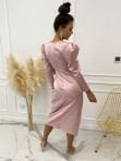 Sukienka midi satynowa z kokardą pudrowa Riva 54 - photo #3