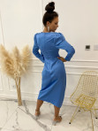 Sukienka midi satynowa z kokardą błękitna Riva 54 - photo #2