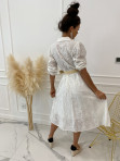 Sukienka midi ażurowa z paskiem biała Amelia 17 - photo #3