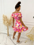 Sukienka mini z falbankami i dekoltem różowo-fioletowa Mejsi 93 - photo #4