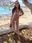 Sukienka/narzutka na bikini na ramiączkach z koralikami kremowa Raviola 89 - photo #0