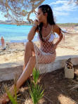 Sukienka/narzutka na bikini na ramiączkach z koralikami kremowa Raviola 89 - photo #4