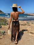 Komplet plażowy pleciony stanik i spódniczka z frędzlami czarny Amerlo 89 - photo #4