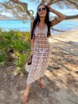 Sukienka plażowa midi ażurowa beżowa Erla 09 - photo #0