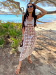 Sukienka plażowa midi ażurowa beżowa Erla 09 - photo #3