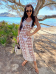 Sukienka plażowa midi ażurowa beżowa Erla 09 - photo #4