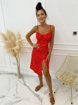 Sukienka midi na ramiączka z rozporkiem czerwona Leros 66 - photo #0