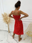 Sukienka midi na ramiączka z rozporkiem czerwona Leros 66 - photo #3