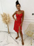 Sukienka midi na ramiączka z rozporkiem czerwona Leros 66 - photo #1