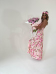 Sukienka maxi ala'satyna w różowe kwiaty pudrowa Kasandra 25 - photo #7