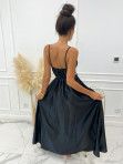 Sukienka maxi satynowa z usztywnionymi miseczkami czarna Keiti 09 - photo #4