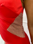 Sukienka maxi asymetryczna z cekinową aplikacją czerwona Mezi 09 - photo #3