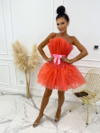 Sukienka mini tiulowa z falbanami koralowa Marios 89 - photo #0