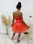 Sukienka mini tiulowa z falbanami koralowa Marios 89 - photo #4