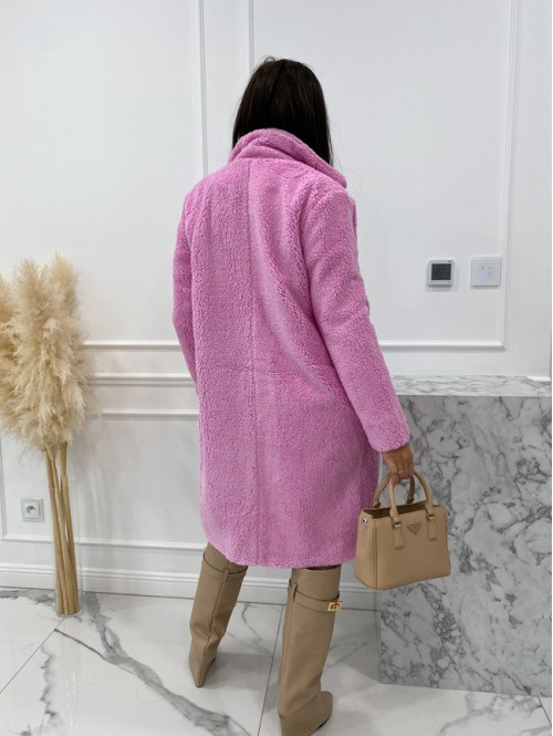 Płaszcz długi baranek różowy Tweed 31 - photo #4