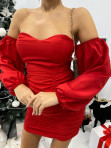 Sukienka mini marszczona czerwona  Namia 02 - photo #6