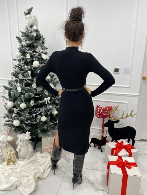 Sukienka midi z półgolfem czarna Melion 130 - photo #6