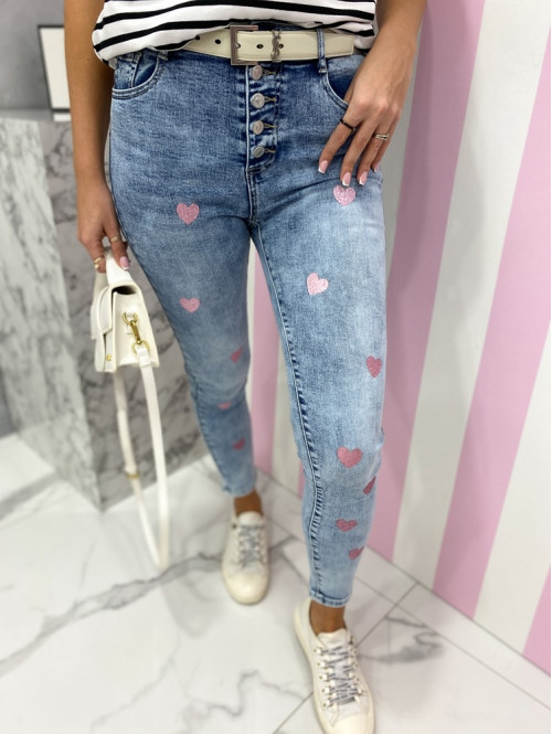 Spodnie jeans zapinane na guziki z serduszkami Mimos 17 - photo #6