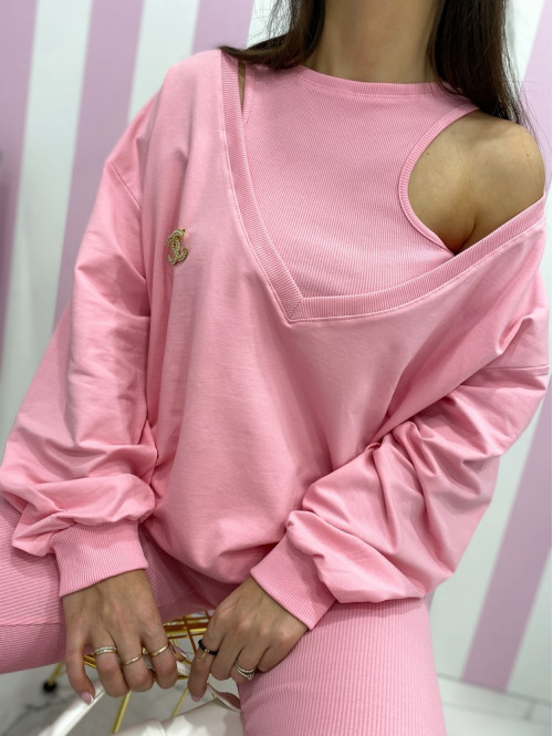 Komplet top+leginsy+bluza różowy Wero 83 - photo #2