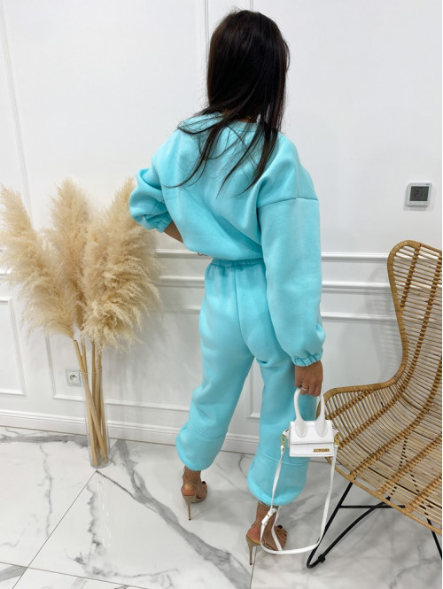 Błękitny komplet dresowy bluza + spodnie z naszywką korony Werisa 130 - photo #14