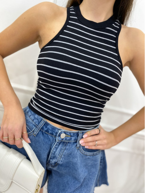 Top w paski czarny Kaseno 09