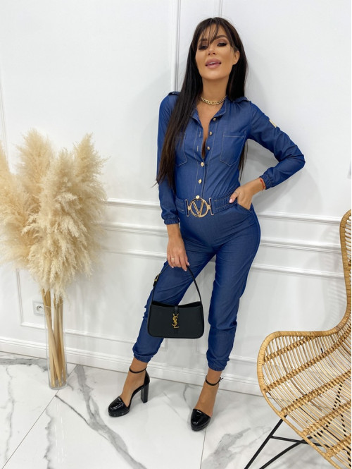 Kombinezon z paskiem niebieski jeans Teloni 41