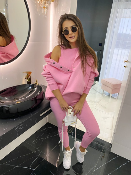 Komplet różowy top+bluza+leginsy Pina 83