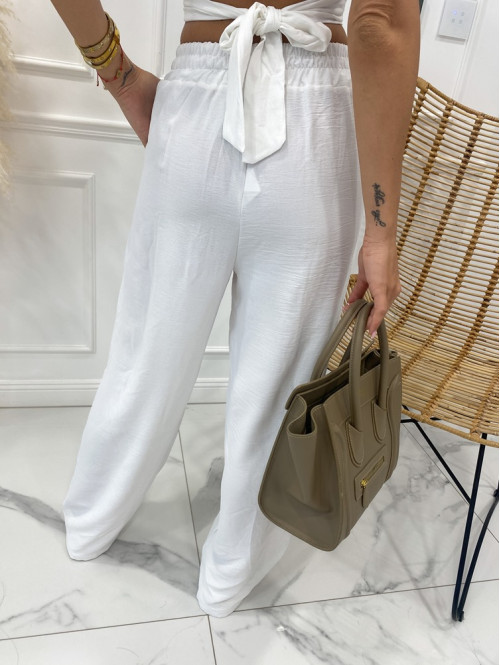Komplet top wiązany + spodnie biały Retio 26 - photo #8