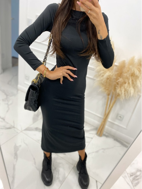 Sukienka midi z kapturem czarna Monika 17 - photo #6